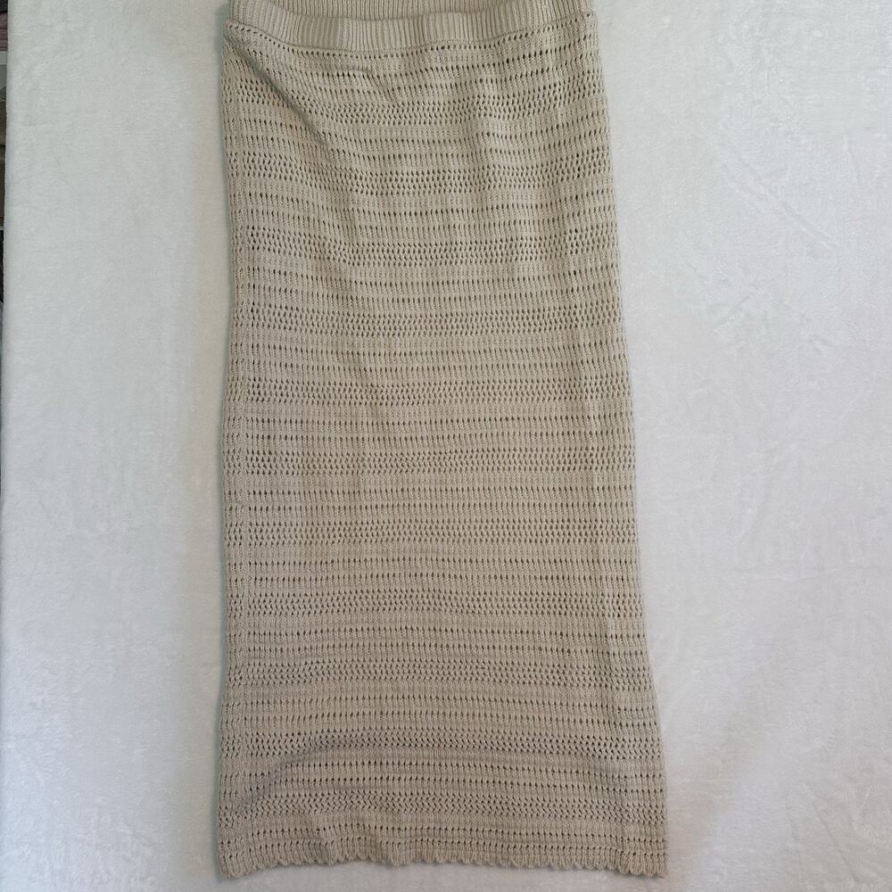 Freshman 1996 Women’s L Beige Crochet Knit Maxi Skirt Boho Open Knit Lined